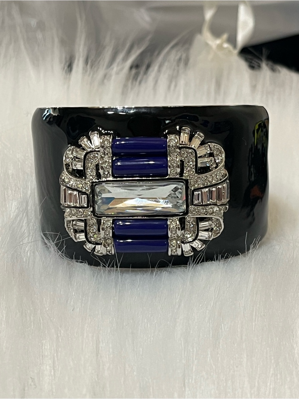 Kenneth Jay Lane Enamel Deco Cuff Bracelet